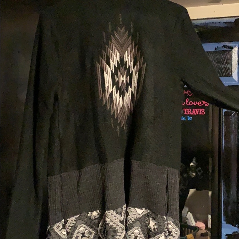 Miss Me Geo Border Grey Western Duster Cardigan